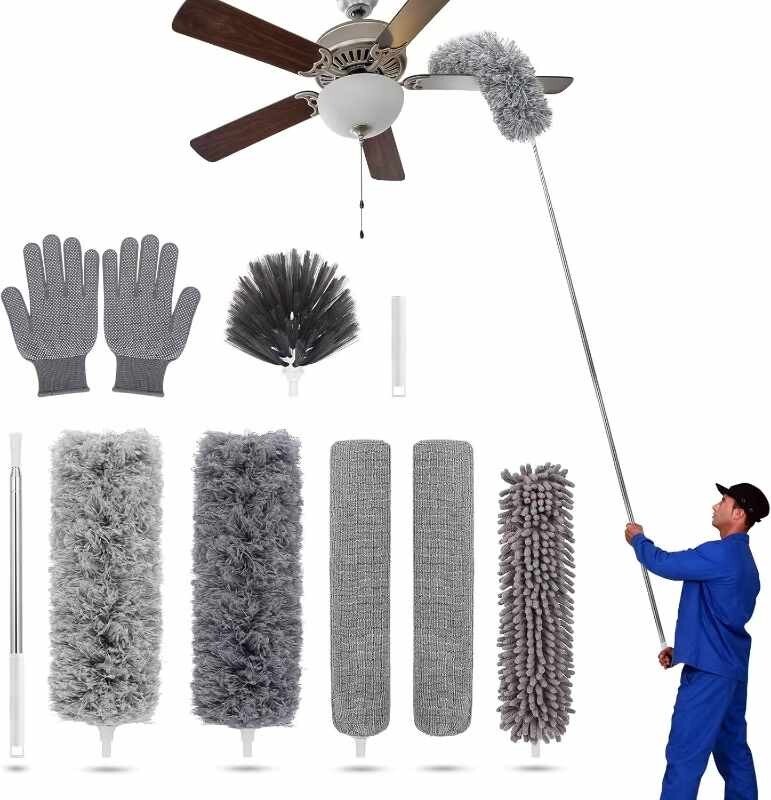 9 PCS Microfiber Dusting Duster Soft Feather Brush Household Cleaning Dust Tool