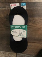 Womens Peds Black Mid Cut Cushion Liner Socks 3 pck 8-12 Medium NEW NWT