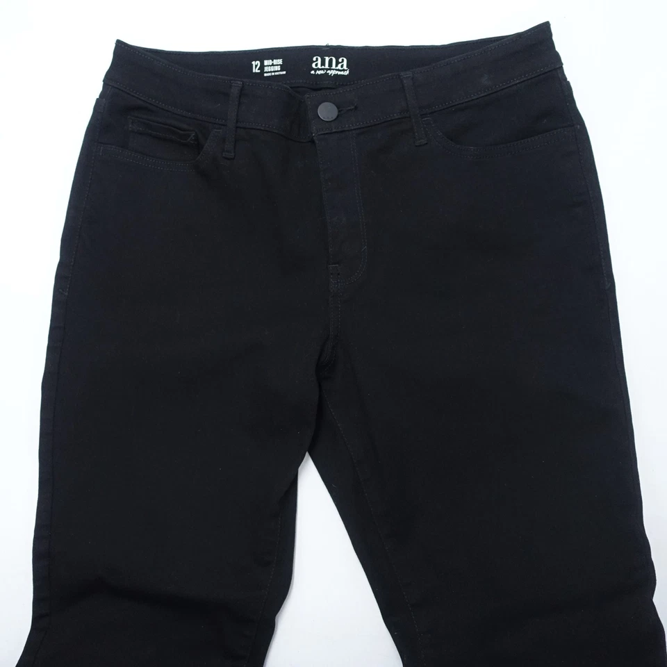 A.N.A A New Approach Jeans Women 12 Black Denim Mid Rise Jegging Stretch Zip Fly - Image 3 of 4