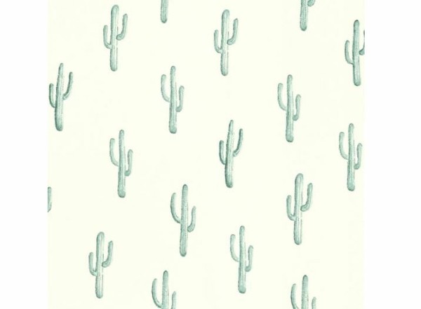 Rasch Textil Tapete Vlies Greenhouse 138898 Cremeweiß TüRkis Stylisch Kaktus-image