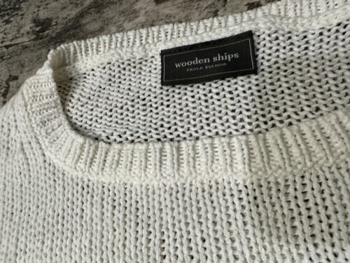 Anthropologie Wooden Ships Sweater Heart Accent Stripes Open Knit Small/medium - Picture 2 of 9