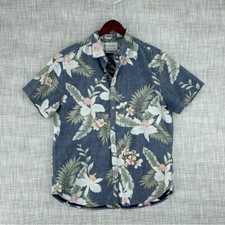 Denim & Flower Mens Size L inside out aloha hawaiian short sleeve shirt 1591