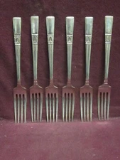 6pc Silverplate VINER & HALL LUNCH FORKS  7 1/4" no monograms