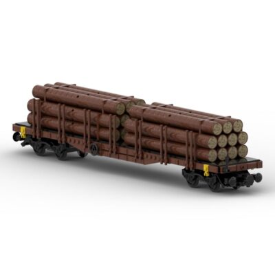 Custom MOC-132919 4-axle Stake Wagon with Tree Trunks 824 Parts for Christmas