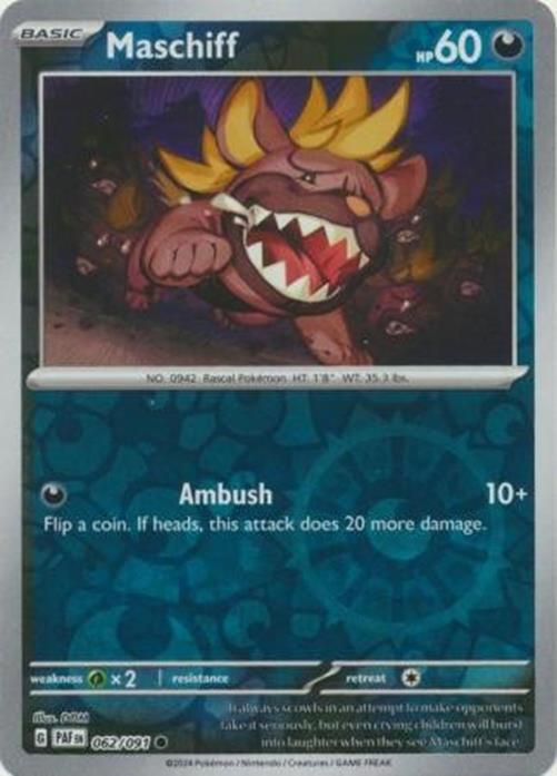 Maschiff - 062/091 - Pokemon Paldean Fates Cosmos Reverse Holo Rare Card NM