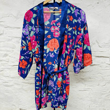 Victoria's Secret Kimono Womens Floral Print Satin Trim Vintage 90s Gold Label
