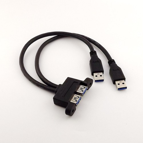 30cm Dual USB 3.0 A Male to USB 3.0 Female Extension Cable Panel Mount Adapter c - Picture 12 of 12