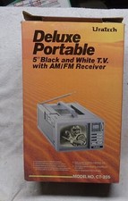 Vintage - URATECH - AM FM RADIO DELUXE Portable 5 inch TV - WORKS w ORIG BOX