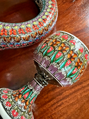 NUOVO grande anello HITTITE decanter vino e 2 bicchieri fatto a mano da Avanos-Turchia - Foto 5 di 13