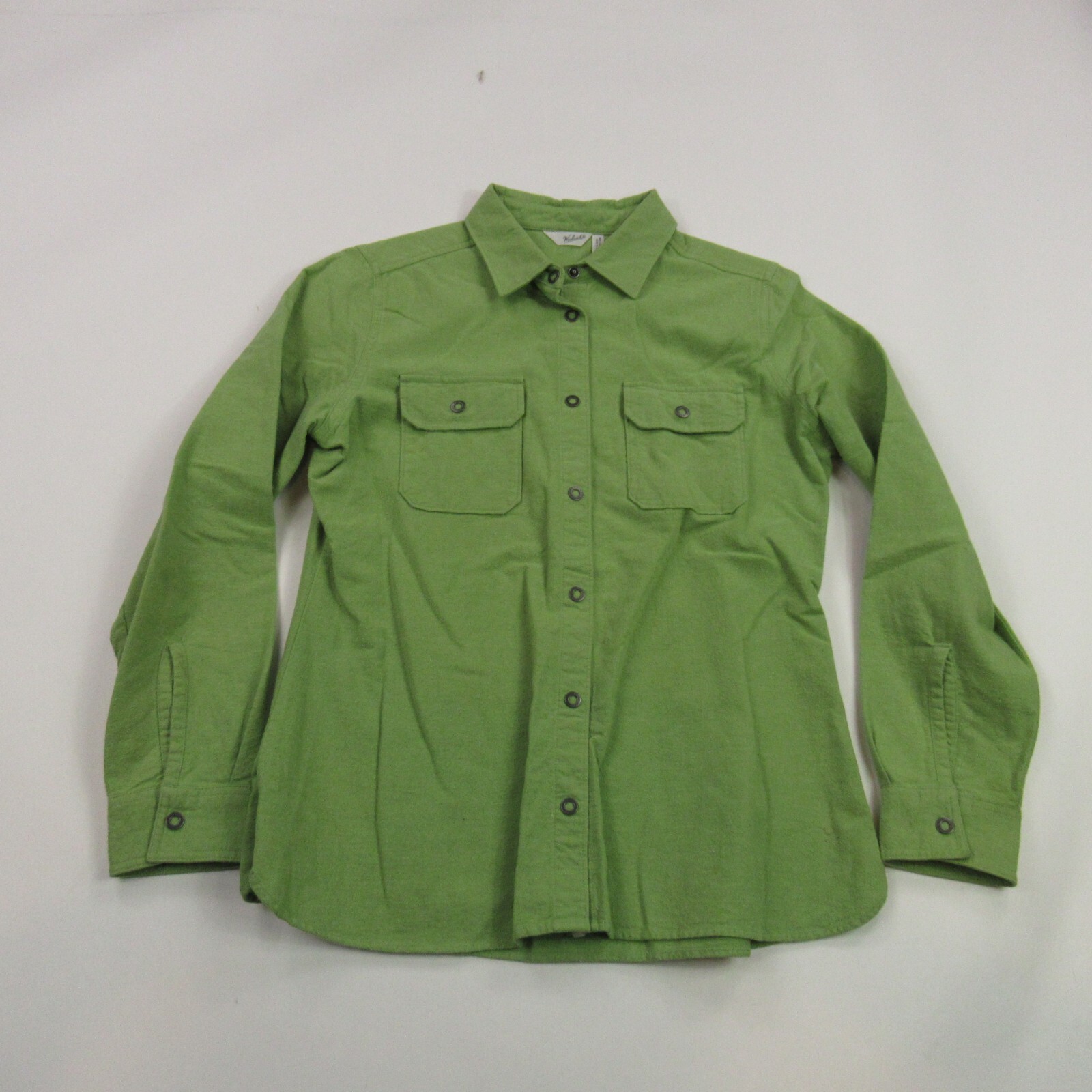 Woolrich Shirt Womens Medium Green Long Sleeve Snap Front Outdoor Casual eBay