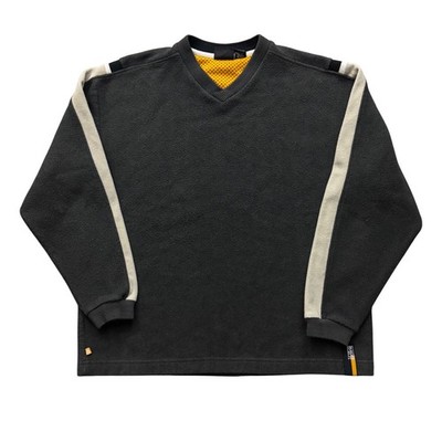 Y2K Trans Nine Striped Sleeve Fleece V Cut Skater Sweatshirt M