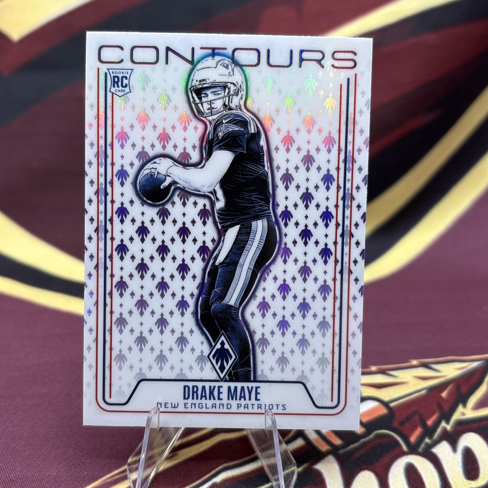 DRAKE MAYE 2024 Panini Phoenix Contours Purple Parallel #CON-DME (RC) Patriots