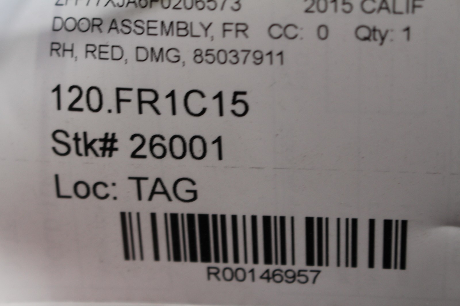 Ferrari California T, RH, Right, Front Door Shell, Dmg, Used, P/N 85037911