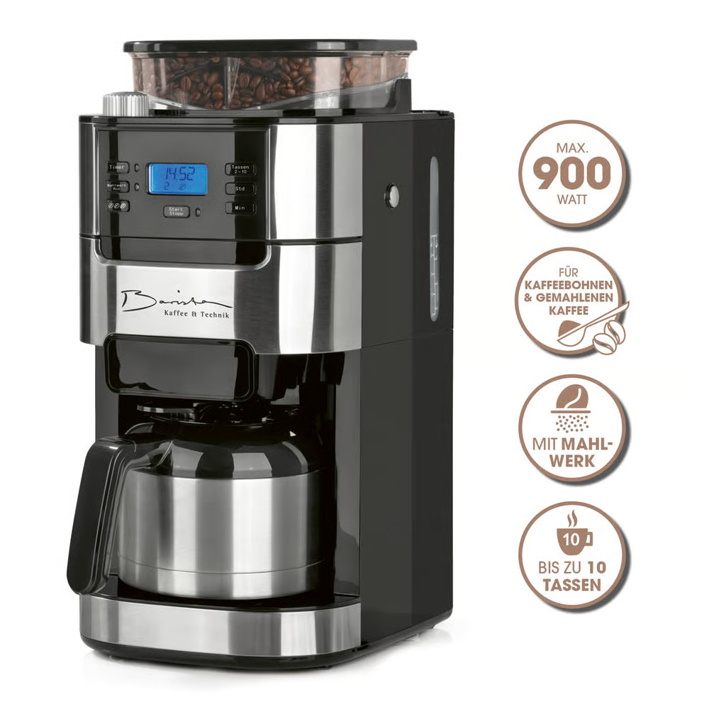 Macchina da caffè barista macinino thermos macchina da caffè 1000 watt acciaio inox foto 2
