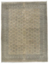 Vintage Beige Wool Oriental Rug 9X12 ft Tribal Allover Design Living Room Carpet