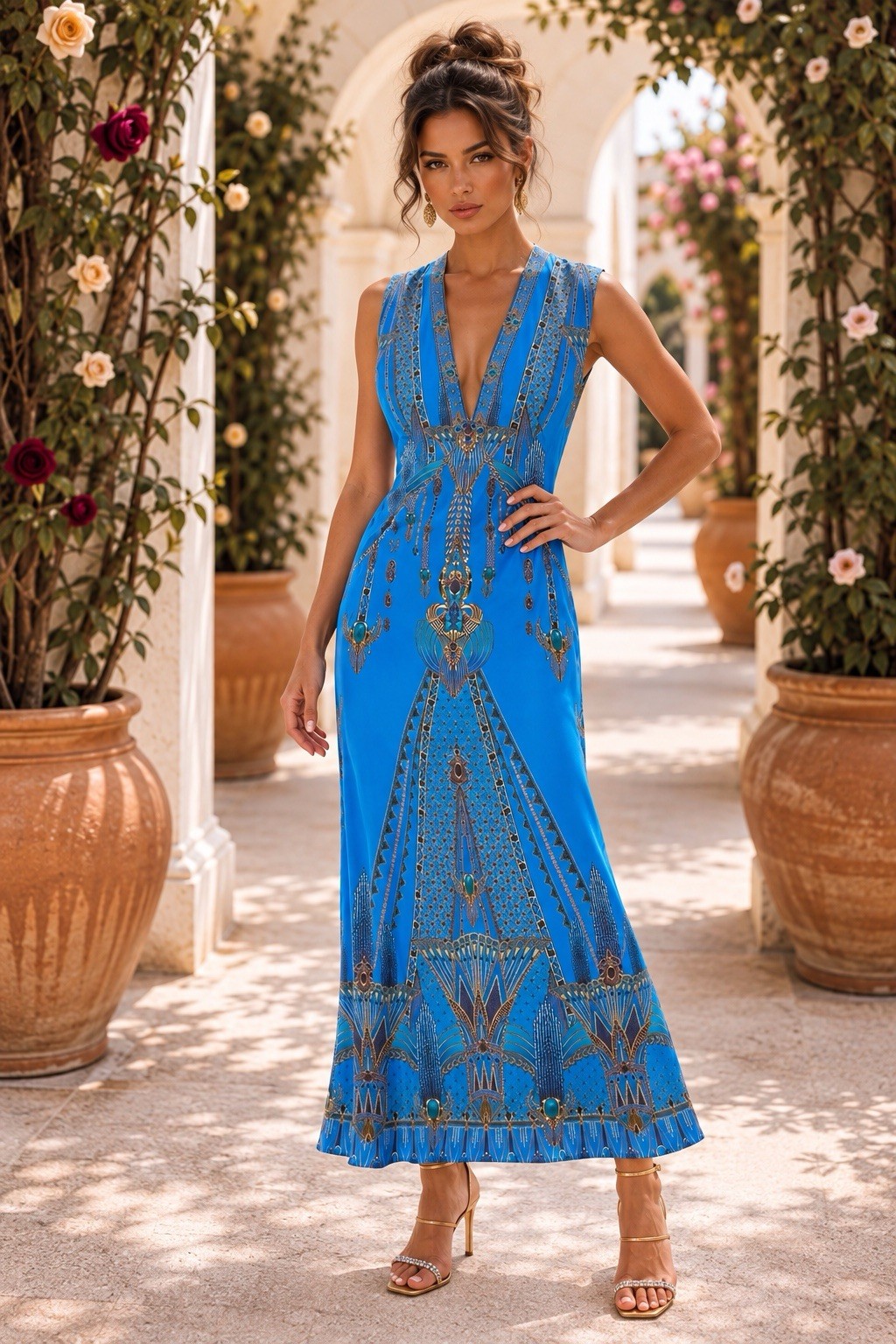 CAMILLA Archival Revival Extended Shoulder Dress With T Back Size M RRP $1199