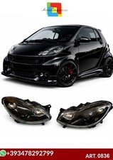0836 FANALI LOOK SPORTIVO SMART 451 2007+ FARI ANTERIORI NERI LENTICOLARI