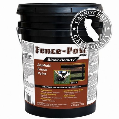 4.75 Gal. Black Asphalt Fence Paint Weatherproof Wood Metal Above Below Ground