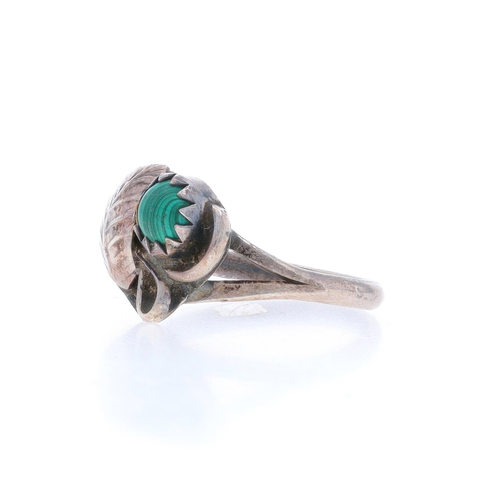 Native American Malachite Solitaire Ring - Sterli… - image 3