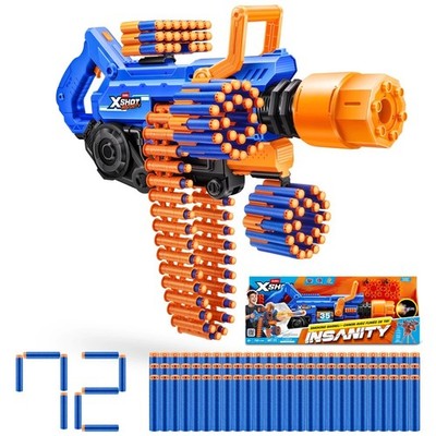 XSHOT by ZURU Insanity Smoking Barrel Blaster mit 72 Darts [80Lx 10,3Bx 31H cm]
