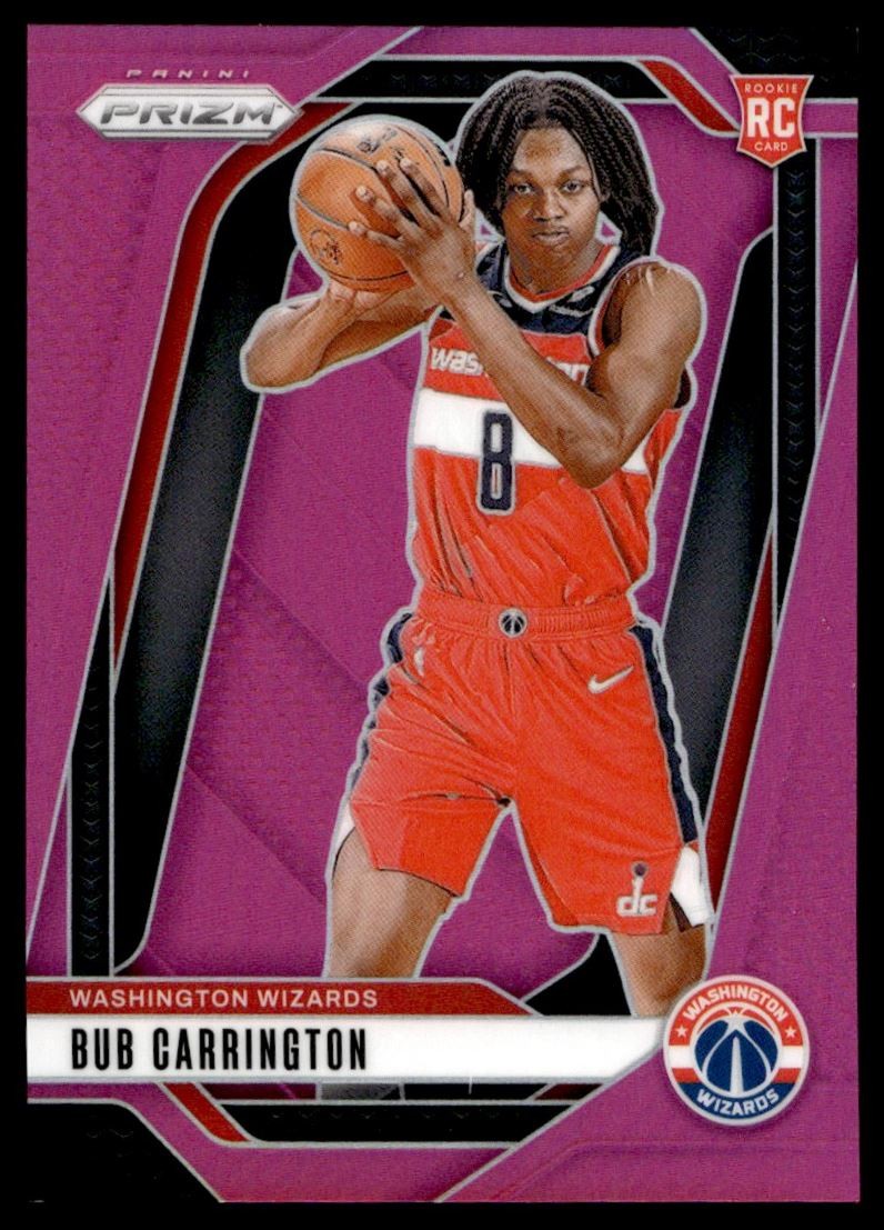 2024-25 Panini Prizm PINK Bub Carrington Rookie 111/249 Wizards #244 B C70