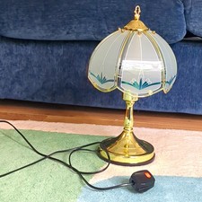 Carramar Lighting CL099 Touch Table Lamp Floral Green Glass Dome Shade Brass B22
