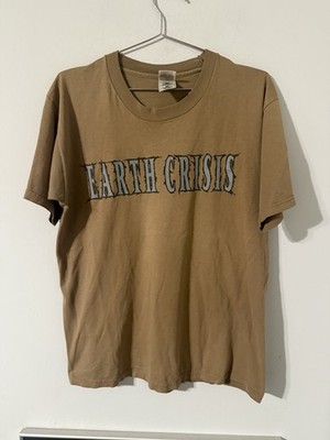 Vintage 1990s Earth Crisis Straight Edge Hardcore Band T Shirt L Weapon Brown