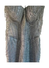 ALGLIST Evening Gown Silver Rhinestone Strapless Formal Prom Mermaid Dress Sz 8