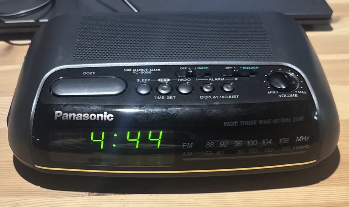 VTG Panasonic 2 Alarm Clock Radio RC-6099 Black AM/FM TESTED WORKING Digital Blk