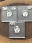 (3) Mercury Dime Full Split Bands Solid Gem AU - BU ?  1940 / 1940 S / 1942 D