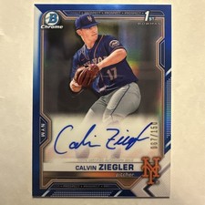 2021 Bowman Draft Calvin Ziegler 1st Chrome Blue Refractor Auto/150 #CDA-CZ