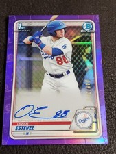2020 Bowman Chrome 1st Omar Estevez #CPA-OE Purple Refractor AUTO /250 Dodgers