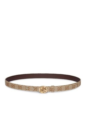GUCCI $510 Sand GG Canvas Belt New And Authentic