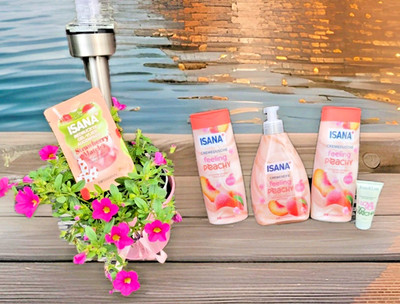 ISANA Pflege Set 3 Teilig + Gratis Geschenk + Pfirsich Peach Duschgel Seife