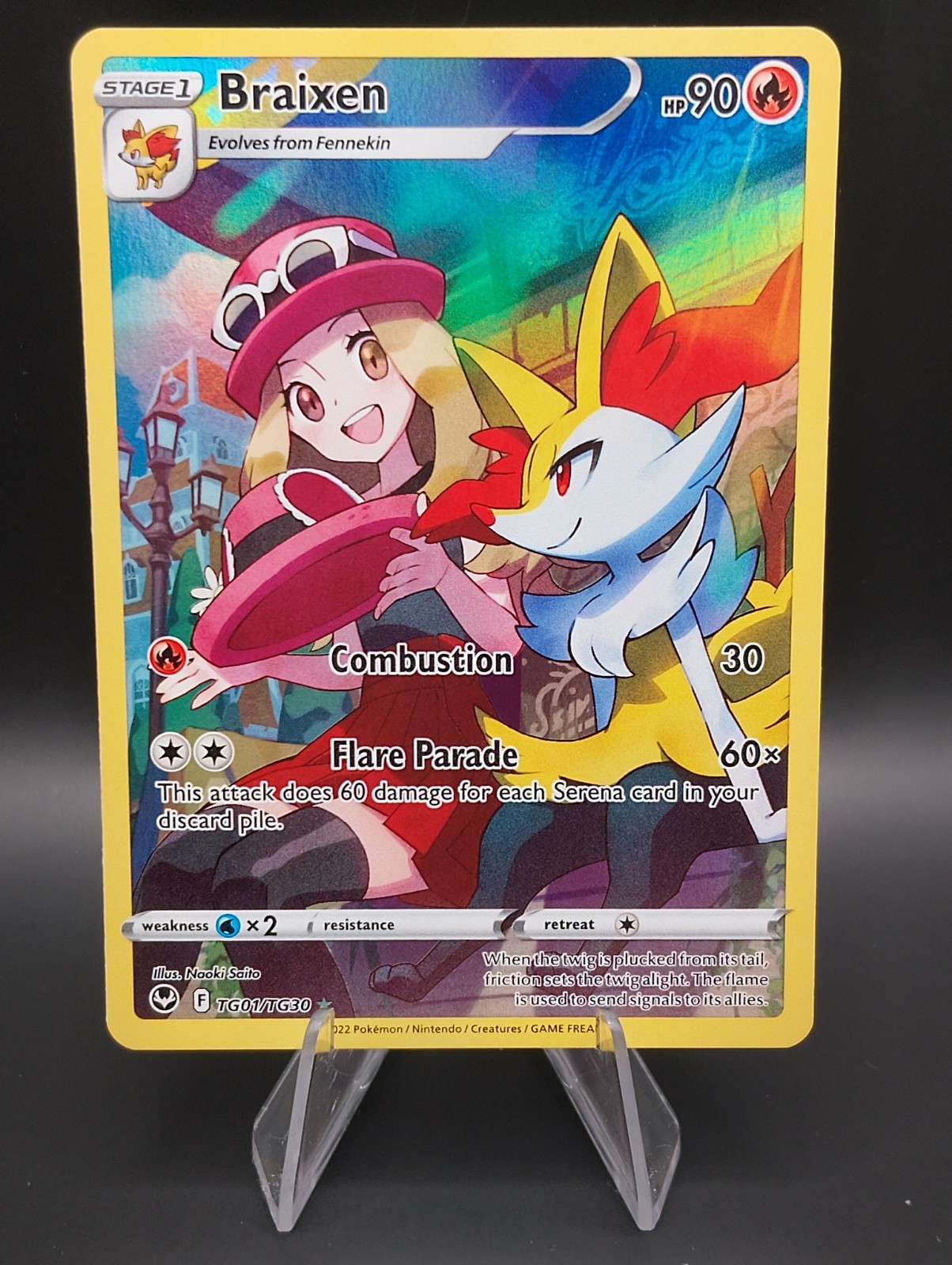 Braixen TG01 - Full Art Ultra Rare - Silver Tempest TG - Pokemon Card - NM