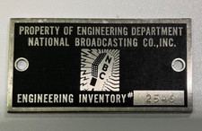 ANTIQUE VINTAGE NBC ENGINEERING DEPT MICROPHONE 44 CHIME NAME PLATE TAG LOGO