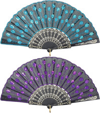 2 Pieces Lace Spanish Fan, Foldable Hand Fan for 1920S Dancing Costume, Spanish