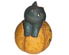Black Kitty Cat Jack Lantern Pumpkin Candle Stick candlestick Holder Halloween — photo 2