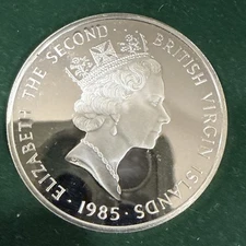 1985 Proof BRITISH  VIRGIN ISLANDS Silver $20 Coin Gold Doubloon