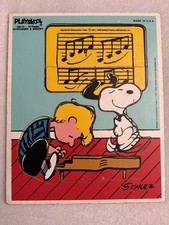 Peanuts Schroeder And Snoopy Vintage Wooden Puzzle Schulz 1958 Rare Playskool