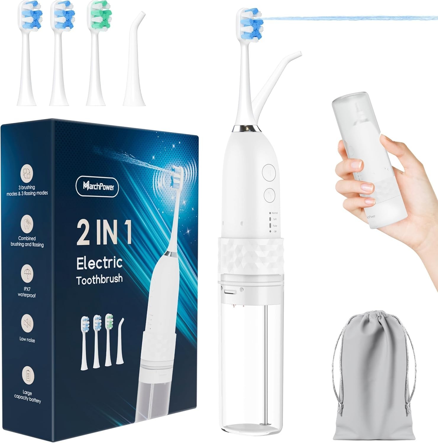 Upgraded 2-in-1 Electric Toothbrush with Water Flosser 2.0 &ndash; Ultrasonic Brushing