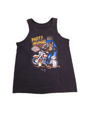 Harley Davidson Party Animal Tank Top M/L 3D Emblem 1987 Biker Shack back
