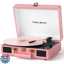 TANLANIN Vinyl Record Player Bluetooth, 3-Speed Turntable Vinyl Player, Porta