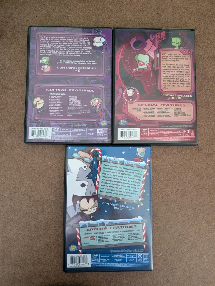 Invader Zim Complete Series Volume 1-3 6-Disc DVD Set Nickelodeon 1 2 3 - Image 2 of 3