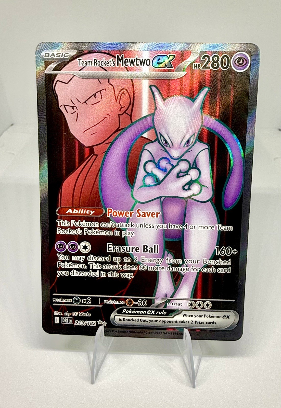 Team Rocket's Mewtwo ex 213/182 Sv10: Destined Rivals Full Art Holo Ultra Rare