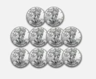 1 oz American Silver Eagle BU (Random Year) - Lot of 10