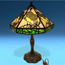 Bradley & Hubbard Arts Crafts Lampshade w/ J.A. Whaley Co. Art Nouveau Base