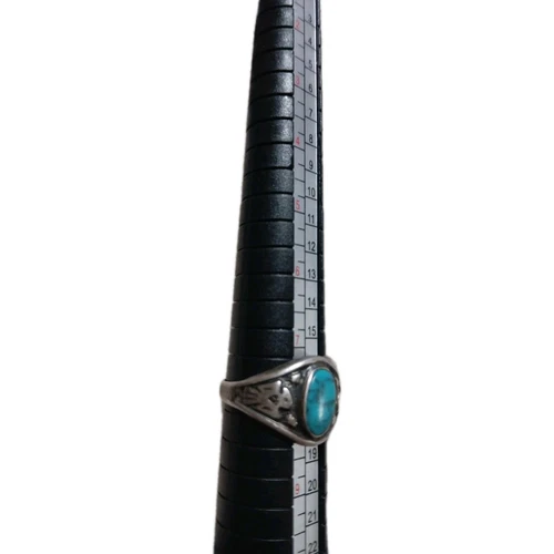 1960s BELL TRADING POST Silver Vintage Turquoise Ring Size 7.5 Thunderbird