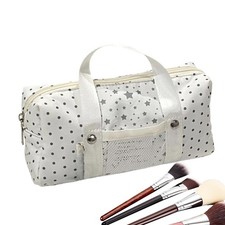 Polka  Dot Large Pencil Case Stationery Bag Cosmetic Makeup Pouch With Handle