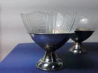 Vtg Macbeth Evans American Sweetheart Depression Glass Chrome 4 Sherbet Cups